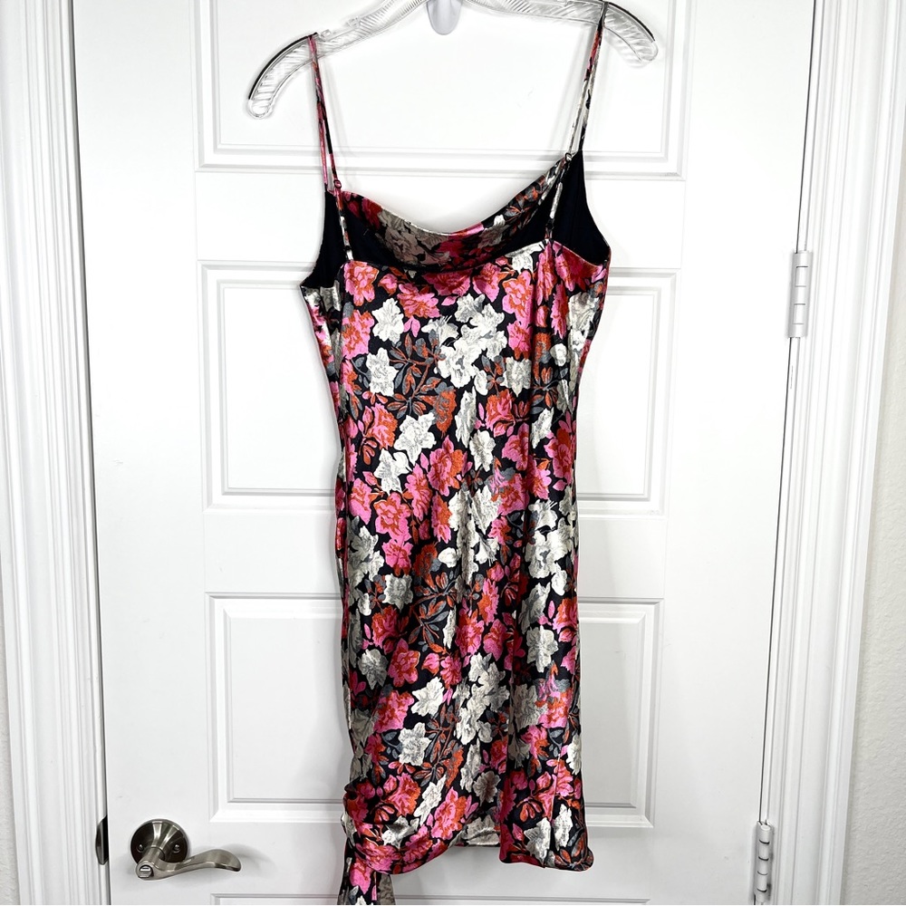 CINQ A SEPT Ryder Satin Mini Dress NEW Black Floral Multi Size 6 - Picture 9 of 16